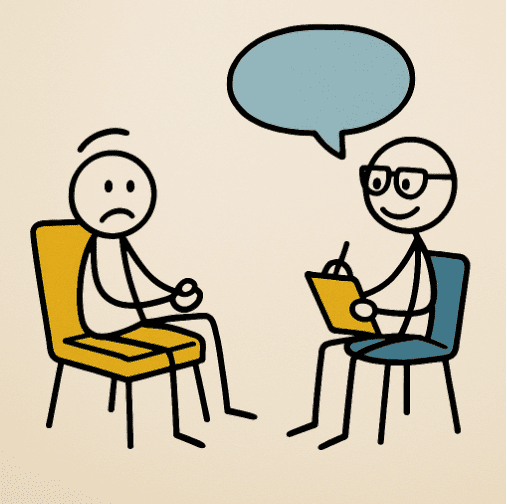 patient speaking about mental health with a therapist