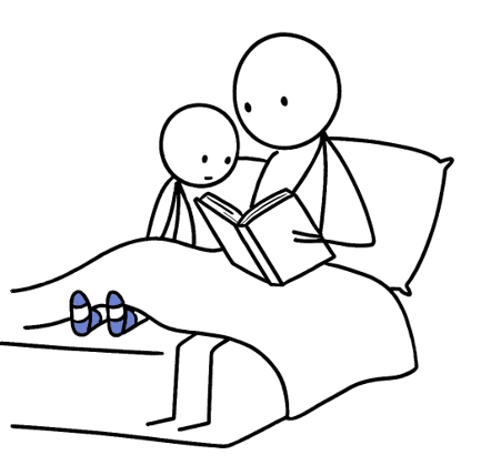 A picture of a parent reading to their child