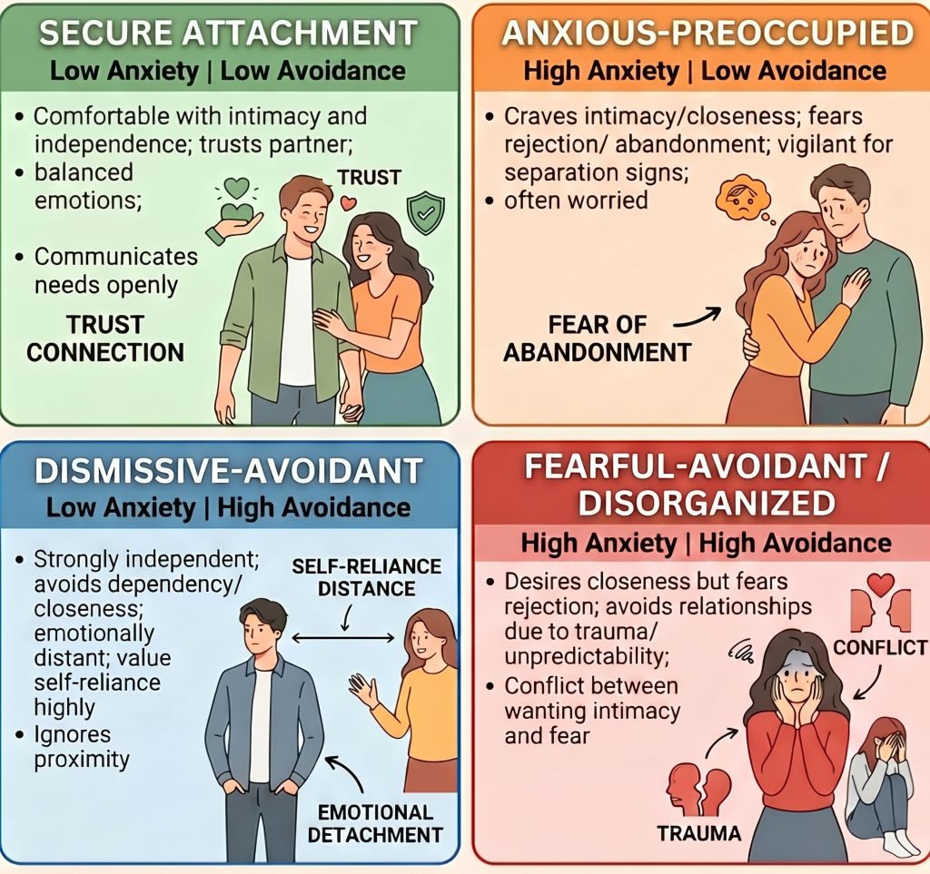 Diagram showing the attachment styles